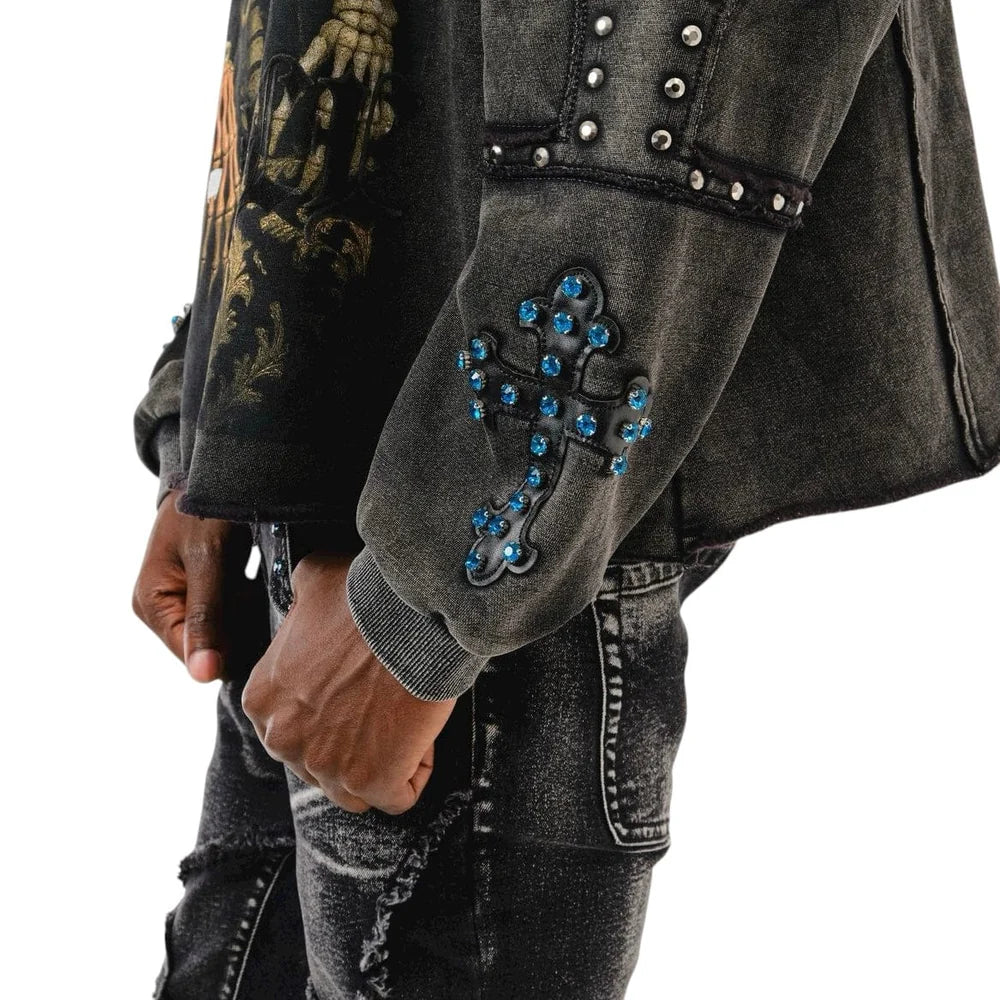 Voyage Studio "Born to Rule" Skull King Hoodie Black