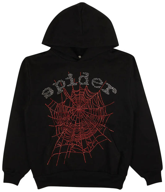 Sp5der OG Rhinestone Hoodie 'Black'