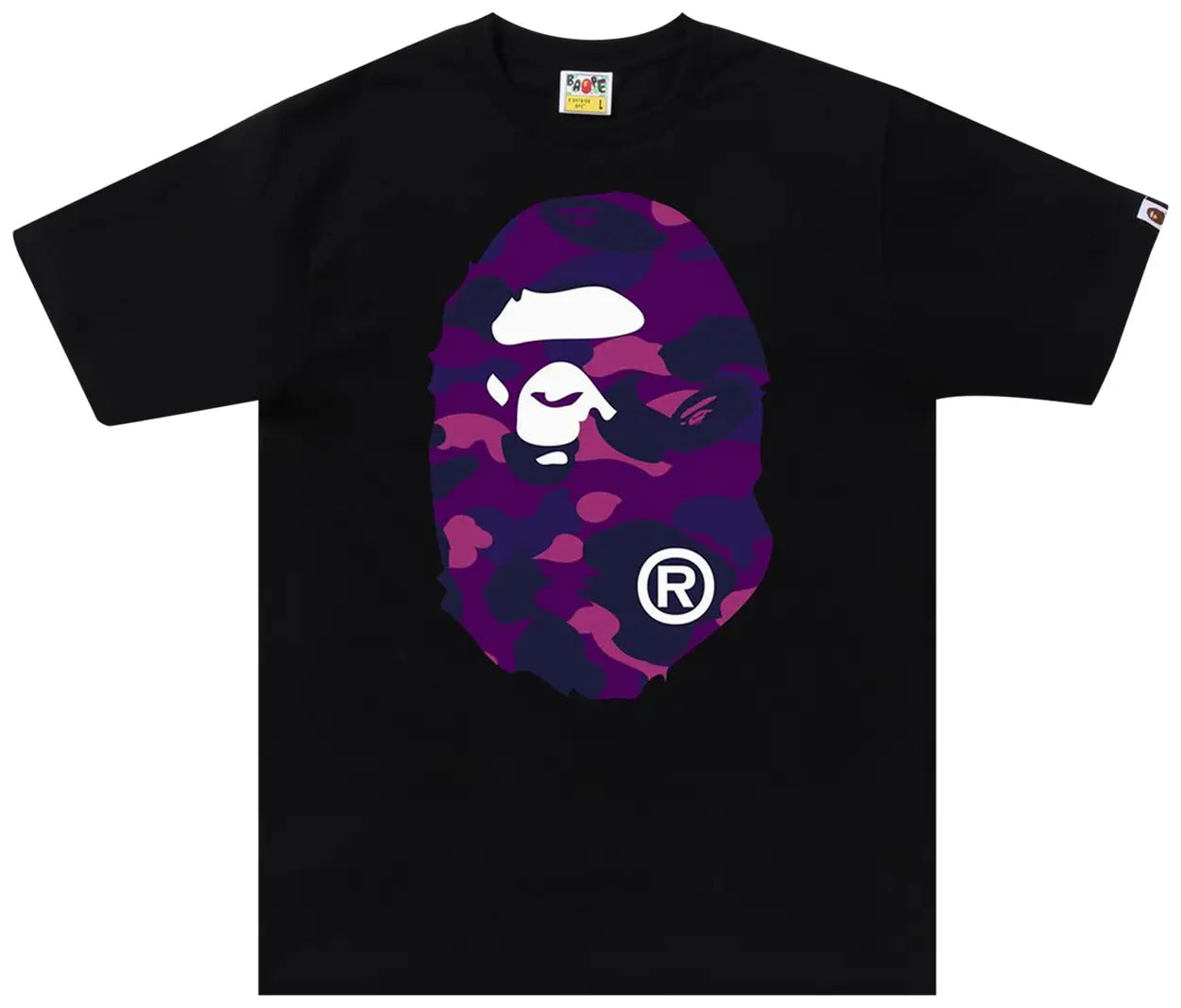 BAPE Color Camo Big Ape Head Tee in Black/Purple
