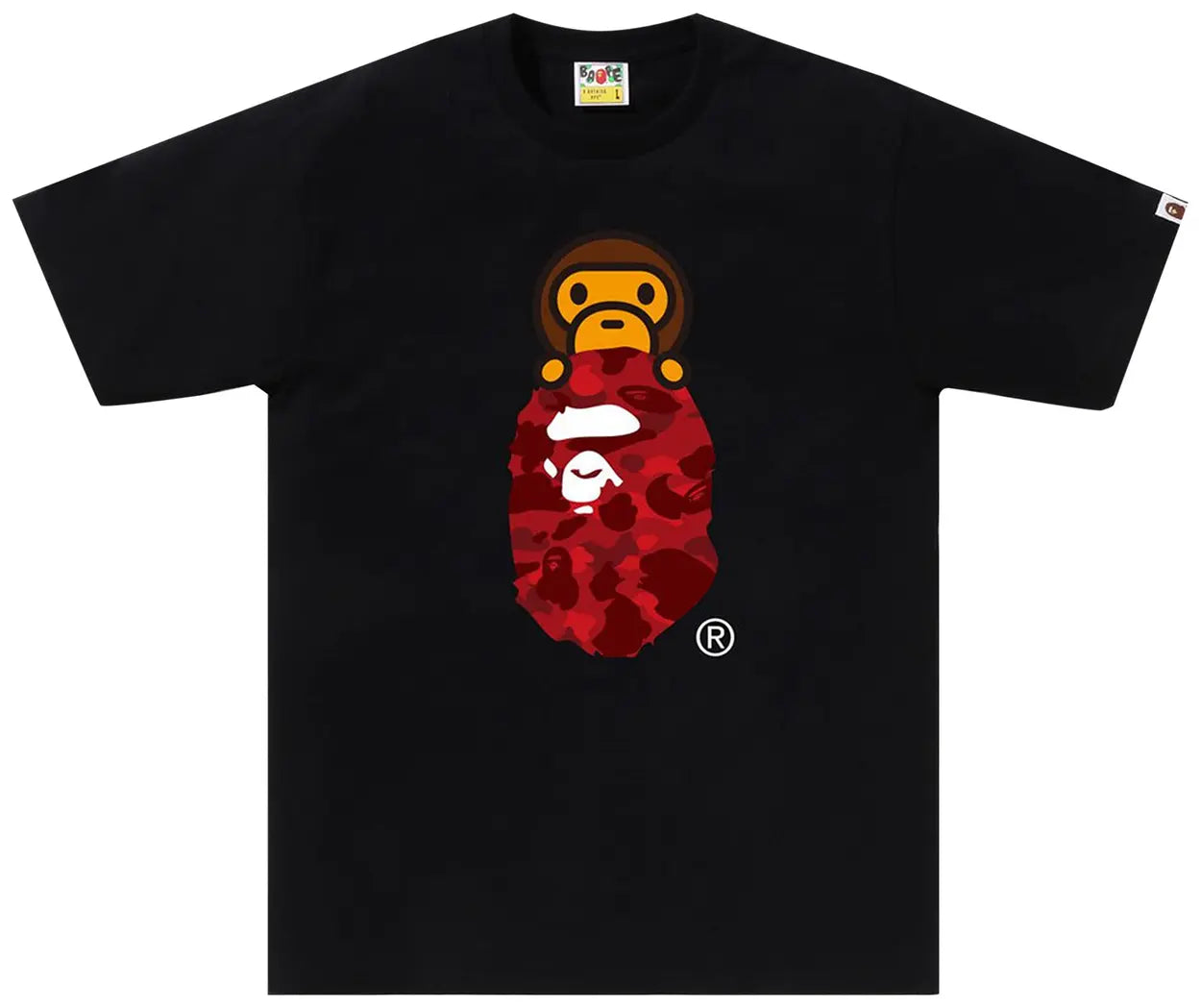 BAPE Color Camo Milo On Ape Head Tee 'Black/Red' NO BACK HIT
