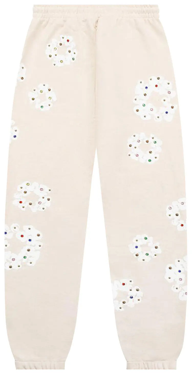 Denim Tears Rhinestone Cotton Wreath Sweatpants Oatmeal