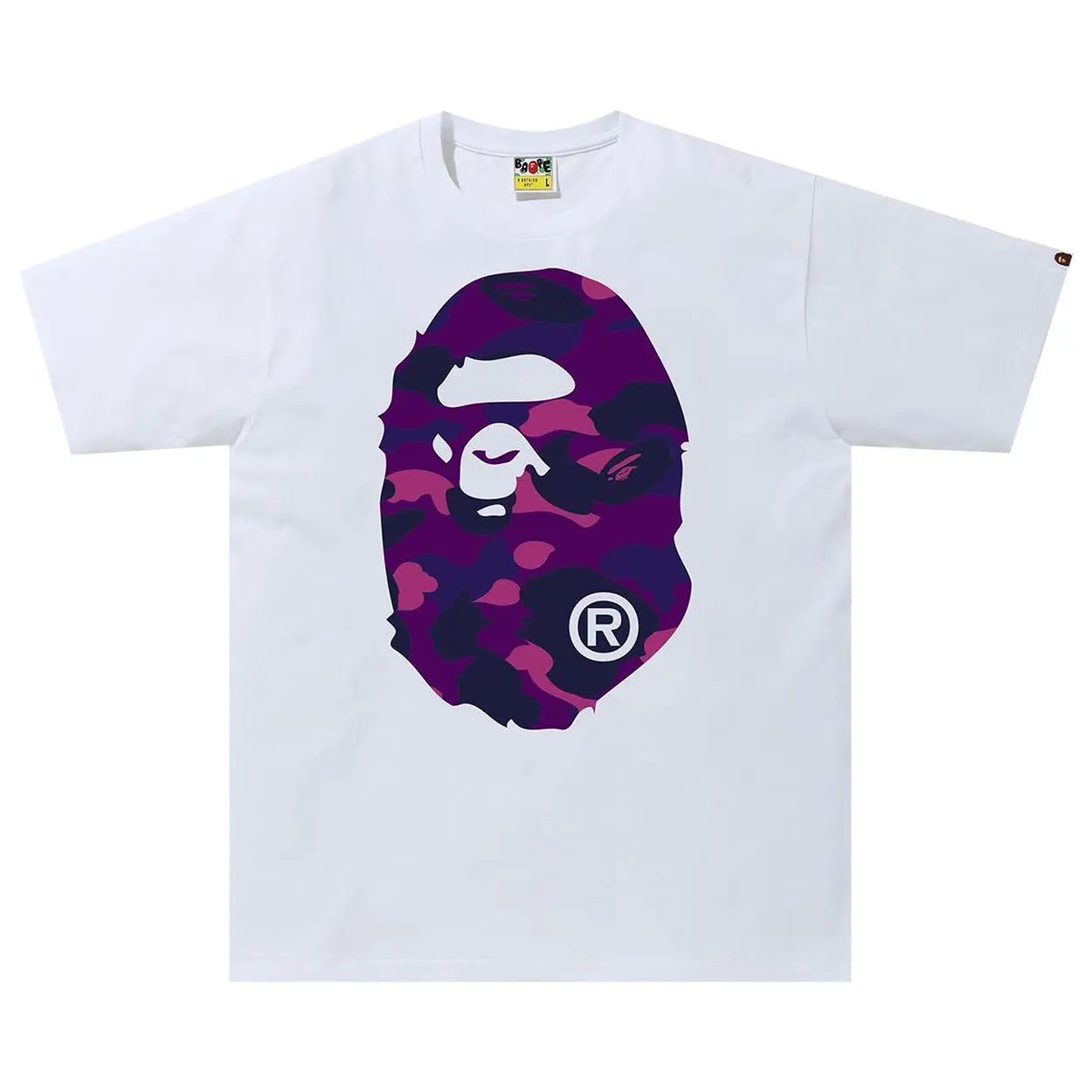 BAPE Color Camo Big Ape Head Tee in White/Purple
