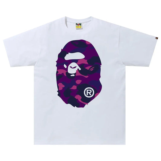 BAPE Color Camo Big Ape Head Tee in White/Purple