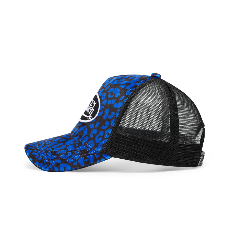 Von Dutch Blue Cheetah Velvet Trucker Hat