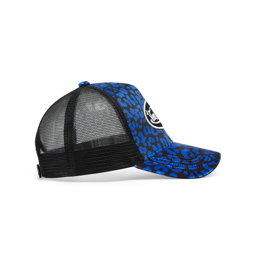 Von Dutch Blue Cheetah Velvet Trucker Hat