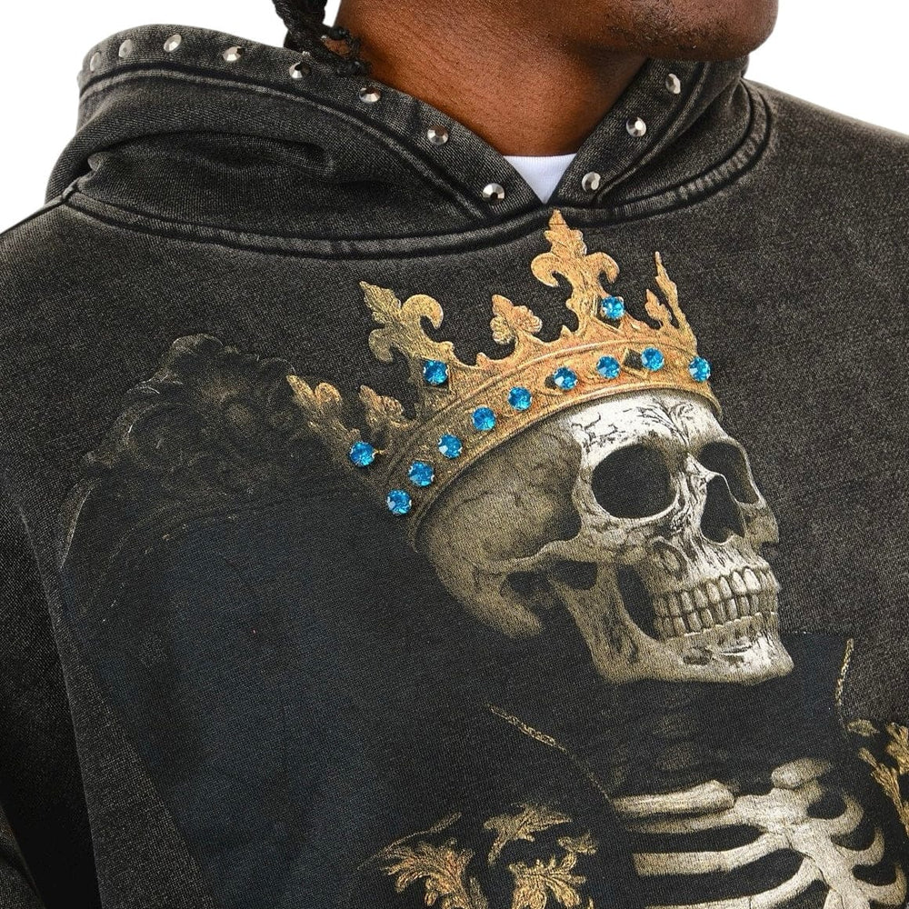 Voyage Studio "Born to Rule" Skull King Hoodie Black