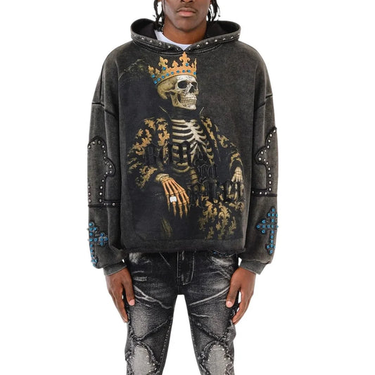 Voyage Studio "Born to Rule" Skull King Hoodie Black