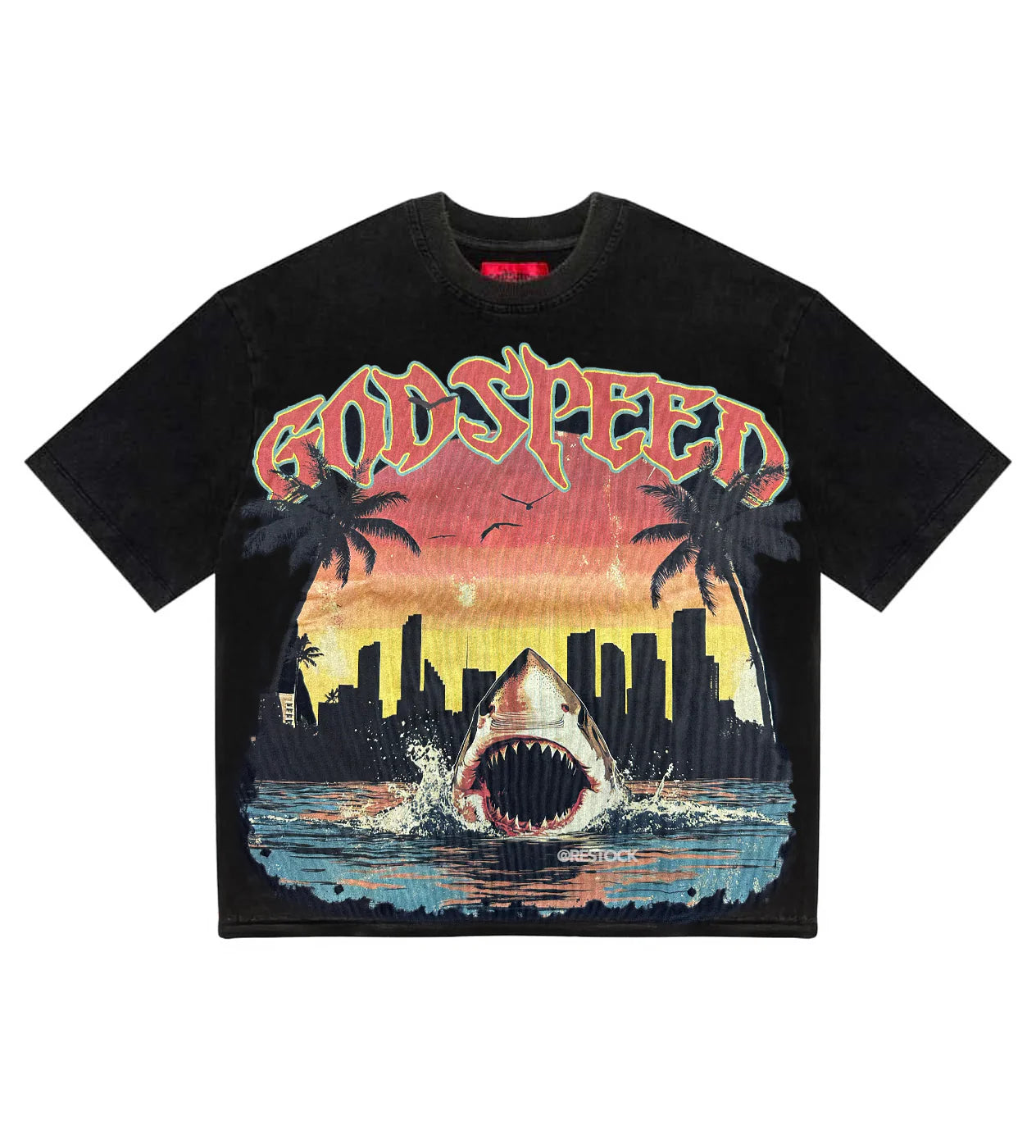 Godspeed New York Miami Shark Tee Black