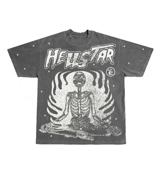 Hellstar "Overseas Exclusive" Inner Peace Skeleton T-Shirt.
