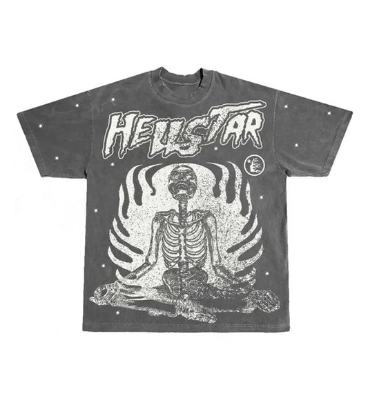 Hellstar "Overseas Exclusive" Inner Peace Skeleton T-Shirt.