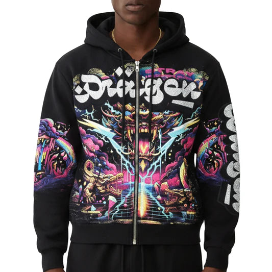 Stray Industries "Dragon" Full Zip Hoodie Black