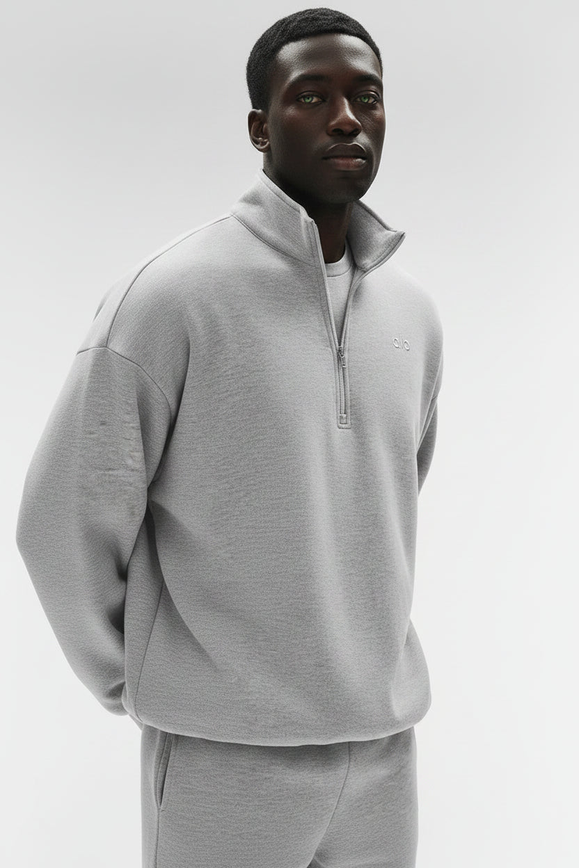 alo Accolade 1/4 Zip Pullover Heather Grey