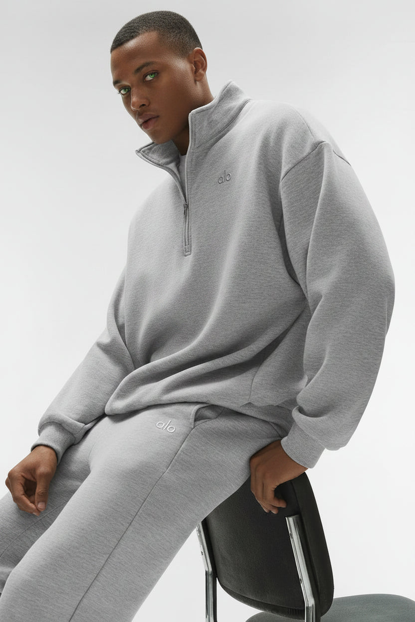 alo Accolade 1/4 Zip Pullover Heather Grey