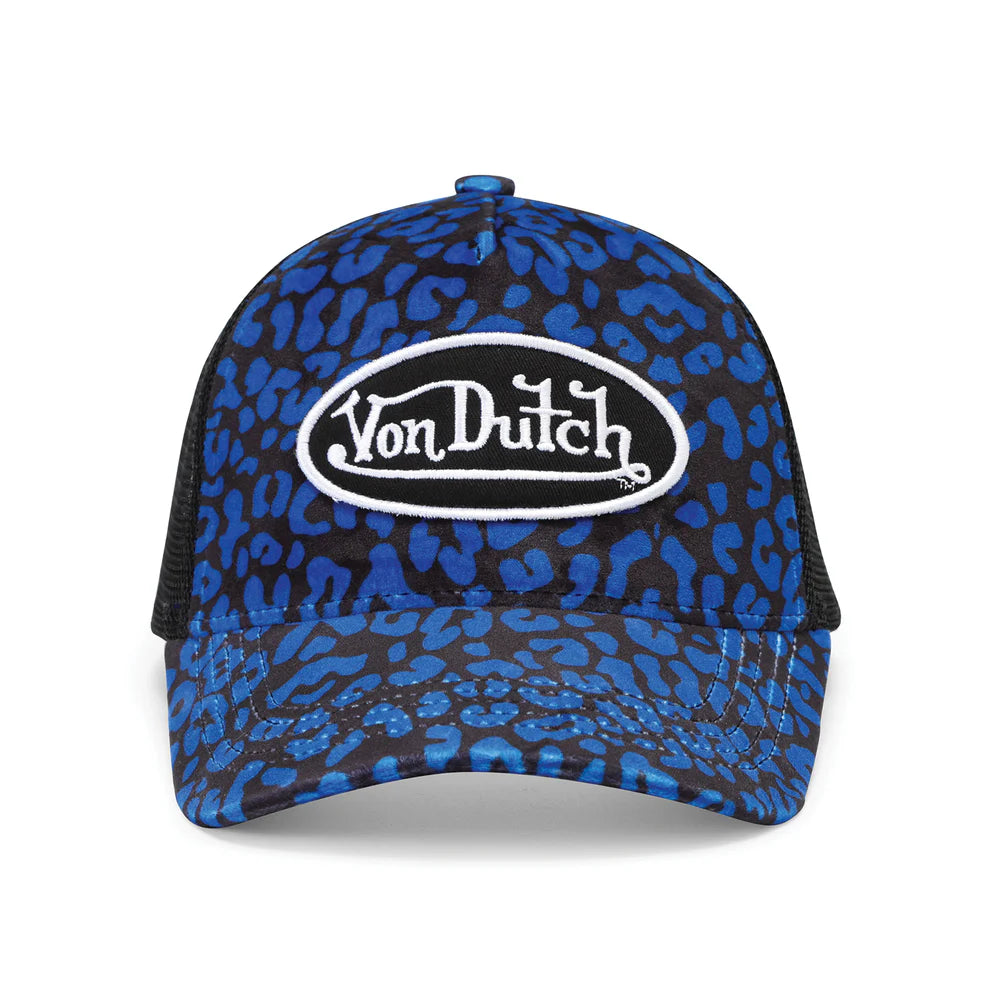 Von Dutch Blue Cheetah Velvet Trucker Hat