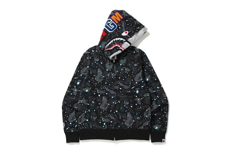 A Bathing Ape (BAPE) Space Camo Shark Full Zip Hoodie
